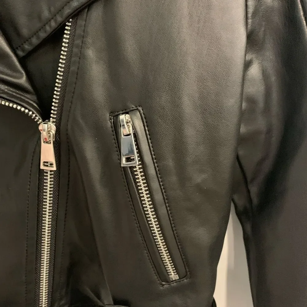 Kids Black Faux Leather Biker Jacket